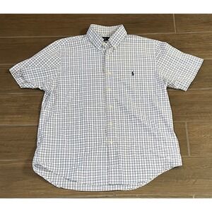 Ralph Lauren Men's Short Sleeve Button Down Shirt Large Blue/Pink Check